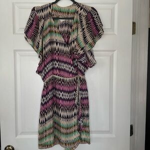 PARKER Flutter Sleeve Multi-Colored Boho Dress - Size Medium